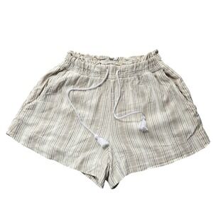 Abercrombie & Fitch Shorts Womens XS Striped Drawstring Elastic Waist Linen Summ